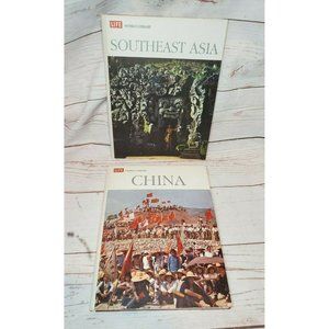 2 Vintage Time World Library Southeast Asia & China Hardcover Countries Book